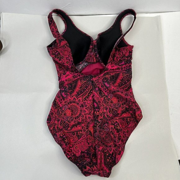 Miraclesuit Escape One Piece Allover Slimming Underwire Swimsuit Pink Paisley 10 - Picture 7 of 12